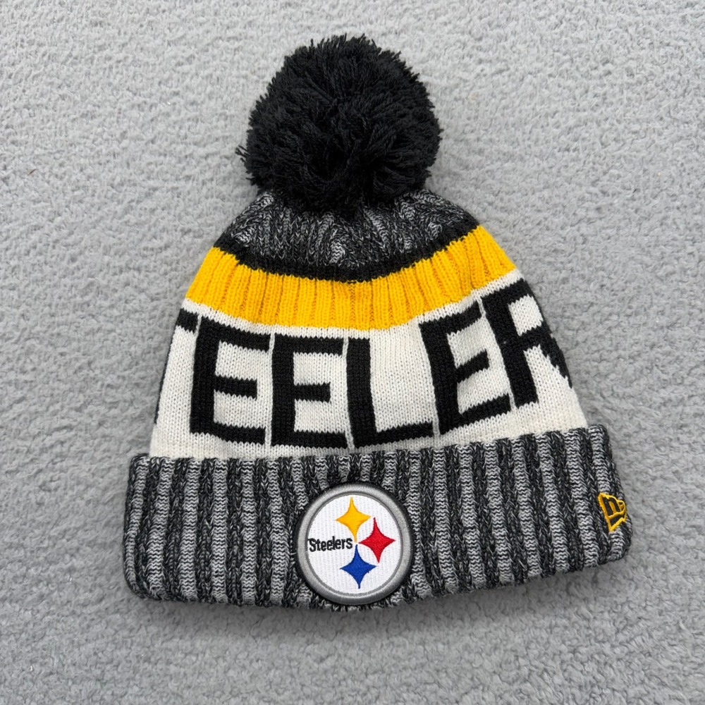 New Era NFL Pittsburgh Steelers Football Pom Pom Cap Knit Beanie Winter Hat